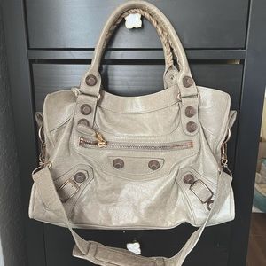 Balenciaga Rose Gold Motorcycle Bag